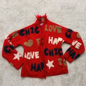 Mayoral Red and Navy Knit Cardigan